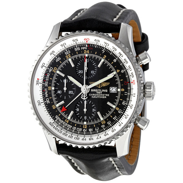 Fake Breitling Navitimer World Black Strap Watches UK