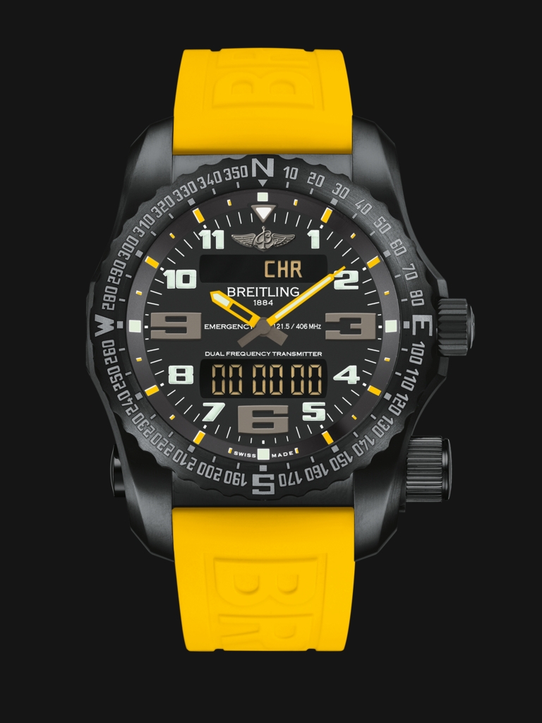 Breitling Emergency Night Mission Fake Watches With Yellow Rubber Straps