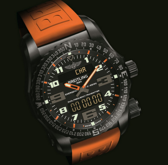 Breitling Emergency Night Mission Replica Watches With Orange Rubber Straps