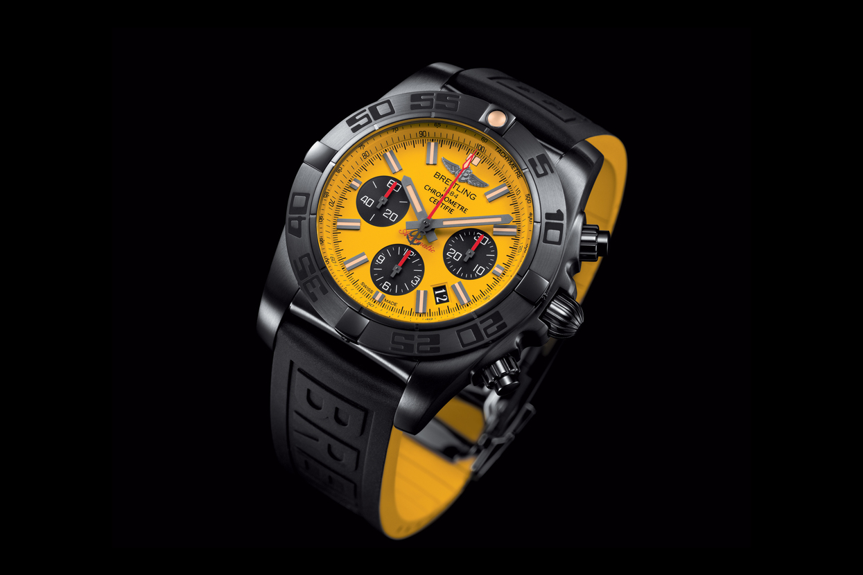 Impressive Yellow Dials UK Breitling Chronomat 44 Blacksteel Special Edition Replica Watches