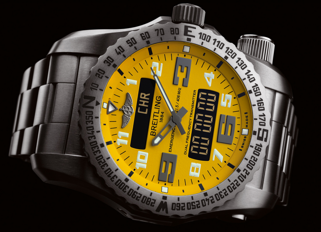 Professional Yellow Dials Breitling Emergency Fake Watches By Ben Fogle