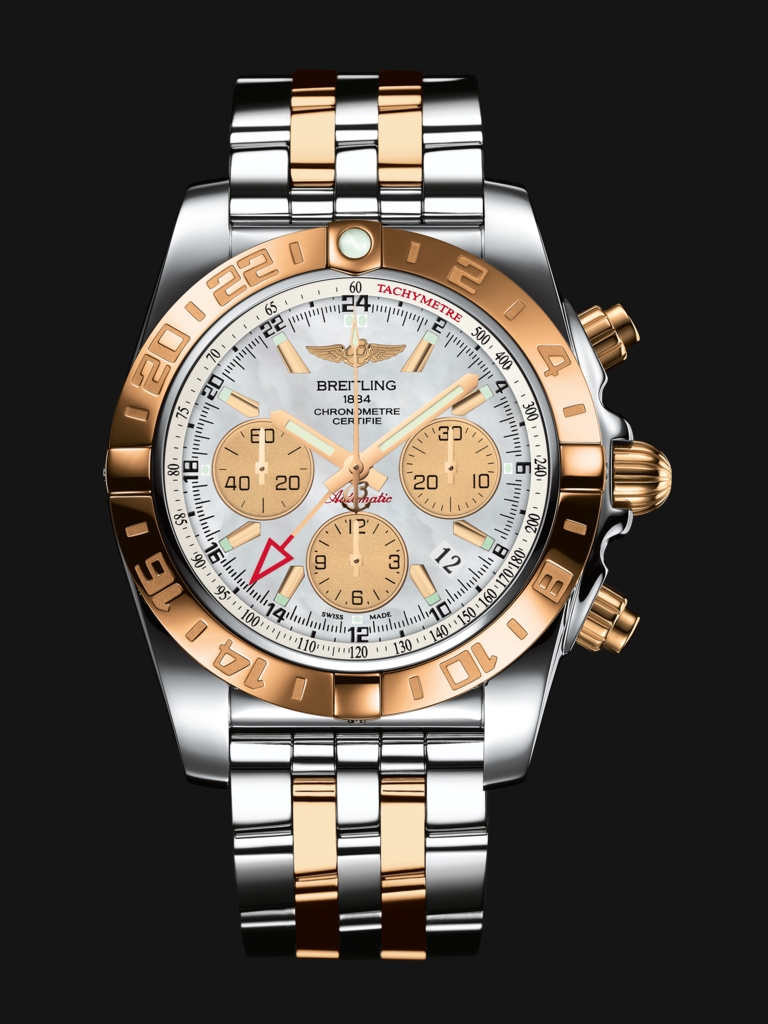 Male Breitling Chronomat 44 GMT Replica Watches With Gold Sub-dials