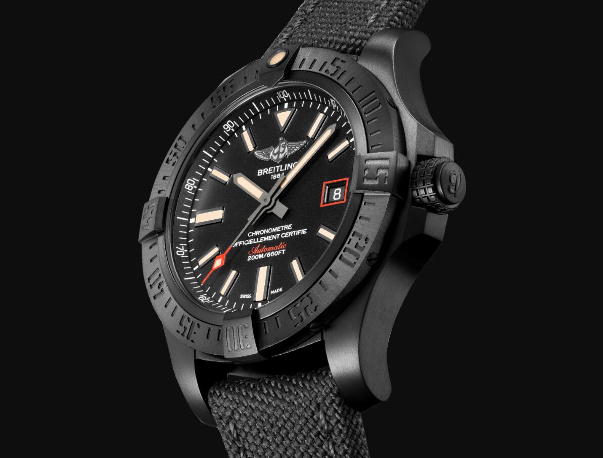 The titanium replica watch has a black dial.