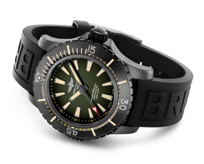 The male fake watch has a black strap.